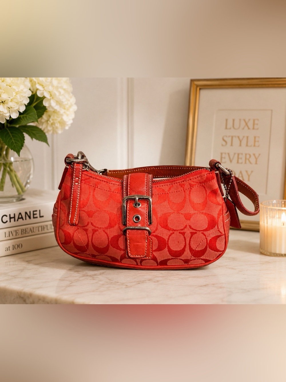 Coach Red Signature Shoulder soho Hampton Bag 6382